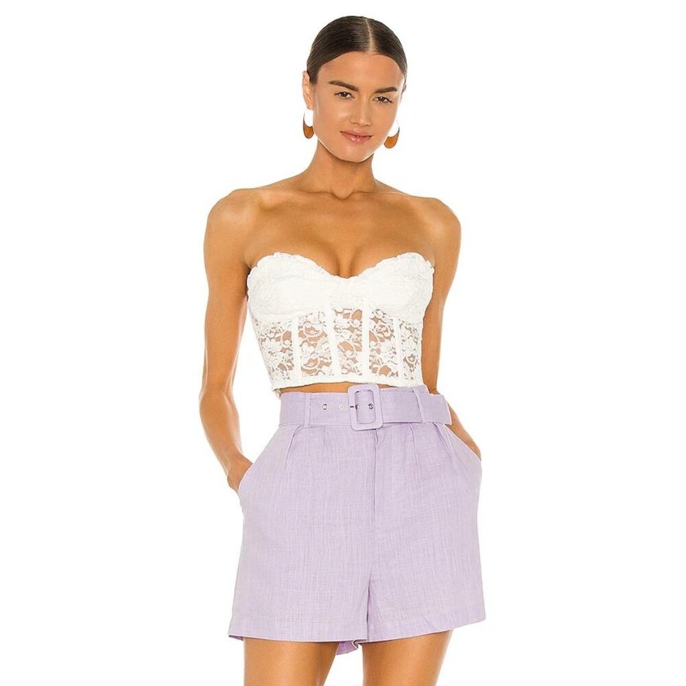 Bardot Lace Corset Bustier in Ivory Lace